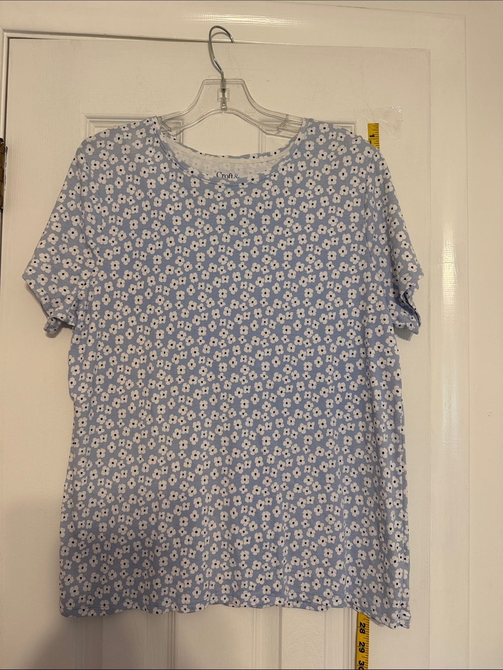 croft & barrow Light Blue Floral Short Sleeve Tee